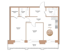 Продается 2-комнатная квартира ЖК Небо над Енисеем, 64.5 м², 9804000 рублей