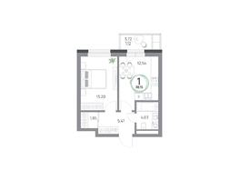 Продается 1-комнатная квартира ЖК Юдинский, дом 1.5, 38.15  м², 5142620 рублей
