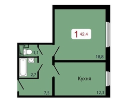Продается 1-комнатная квартира ЖК КБС. Берег, дом 7 строение 5, 42.4  м², 6000000 рублей