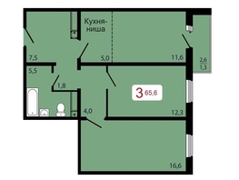 Продается 3-комнатная квартира ЖК КБС. Берег, дом 7 строение 5, 65.6  м², 8593600 рублей