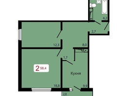 Продается 2-комнатная квартира ЖК КБС. Берег, дом 7 строение 5, 58.4  м², 8100000 рублей
