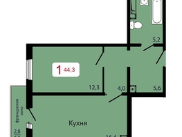 Продается 1-комнатная квартира ЖК КБС. Берег, дом 7 строение 6, 44.3  м², 6423500 рублей