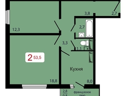 Продается 2-комнатная квартира ЖК КБС. Берег, дом 7 строение 6, 53.5  м², 7436500 рублей