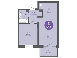 Продается 2-комнатная квартира ЖК Прогресс-квартал Перемены, дом 1, 53.4 м², 7743000 рублей