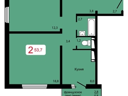 Продается 2-комнатная квартира ЖК Мичурино, дом 2 строение 6, 53.7  м², 6850000 рублей