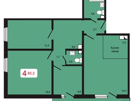 Продается 4-комнатная квартира ЖК КБС. Берег, дом 5 строение 1, 85.2 м², 10403600 рублей