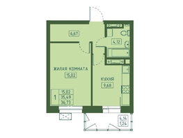 Продается 1-комнатная квартира ЖК Univers (Универс), 4 квартал, 36.73  м², 6060450 рублей