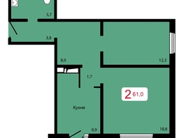 Продается 2-комнатная квартира ЖК Мичурино, дом 2 строение 6, 61  м², 7500000 рублей
