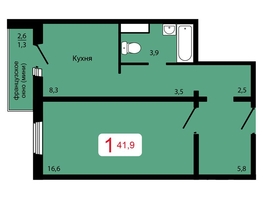Продается 1-комнатная квартира ЖК Мичурино, дом 2 строение 7, 41.9 м², 5770000 рублей