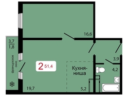 Продается 2-комнатная квартира ЖК КБС. Классика, дом 1, 51.4 м², 7140000 рублей