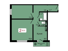 Продается 2-комнатная квартира ЖК КБС. Классика, дом 2, 53.5  м², 7245000 рублей