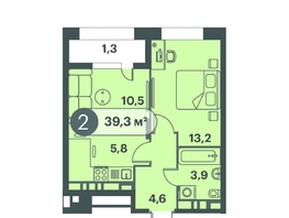 Продается 2-комнатная квартира ЖК Три Клёна, дом 1, 39.3 м², 6484500 рублей