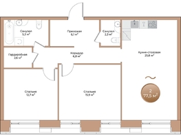 Продается 2-комнатная квартира ЖК Небо над Енисеем, 77.5 м², 17050000 рублей