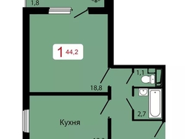 Продается 1-комнатная квартира ЖК КБС. Классика, дом 3, 44.2 м², 5800000 рублей