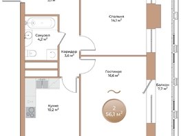 Продается 2-комнатная квартира ЖК Небо над Енисеем, 56.1  м², 10939500 рублей