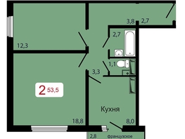 Продается 2-комнатная квартира ЖК КБС. Берег, дом 7 строение 6, 53.5  м², 7729120 рублей