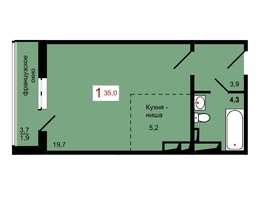 Продается 1-комнатная квартира ЖК КБС. Берег, дом 7 строение 1, 35  м², 5000000 рублей