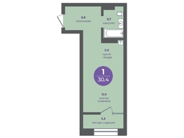 Продается 1-комнатная квартира ЖК Прогресс-квартал Перемены, дом 1, 30.4  м², 5168000 рублей