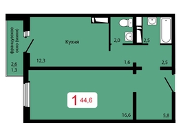 Продается 1-комнатная квартира ЖК Мичурино, дом 2 строение 6, 44.6  м², 6240000 рублей