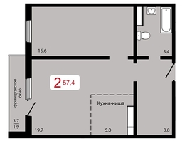 Продается 2-комнатная квартира ЖК Мичурино, дом 2 строение 6, 57.4  м², 7100000 рублей