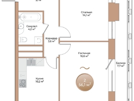 Продается 2-комнатная квартира ЖК Небо над Енисеем, 56.1  м&sup2;, 11556600 рублей