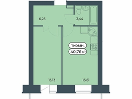 Продается 1-комнатная квартира ЖК Мята, дом 3, 40.76  м&sup2;, 4950000 рублей