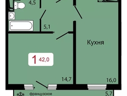 Продается 1-комнатная квартира ЖК КБС. Классика, дом 3, 42  м&sup2;, 6600000 рублей