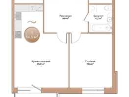 Продается 1-комнатная квартира ЖК Небо над Енисеем, 56.5  м&sup2;, 11865000 рублей