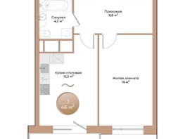 Продается 1-комнатная квартира ЖК Небо над Енисеем, 46  м&sup2;, 10350000 рублей