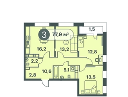 Продается 3-комнатная квартира ЖК Три Клёна, дом 1, 77.9  м&sup2;, 12853500 рублей