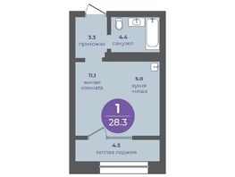 Продается 1-комнатная квартира ЖК Прогресс-квартал Перемены, дом 1, 28.3  м&sup2;, 4973725 рублей