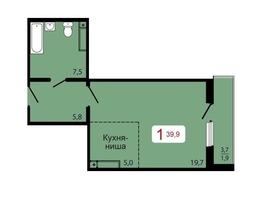 Продается 1-комнатная квартира ЖК КБС. Берег, дом 7 строение 5, 39.9  м&sup2;, 5980000 рублей