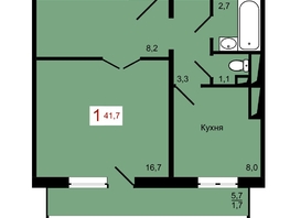 Продается 1-комнатная квартира ЖК КБС. Берег, дом 7 строение 1, 41.7  м&sup2;, 6900000 рублей