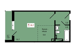 Продается 1-комнатная квартира ЖК КБС. Берег, дом 7 строение 1, 35.7  м&sup2;, 5250000 рублей