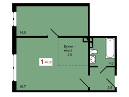 Продается 1-комнатная квартира ЖК КБС. Берег, дом 7 строение 1, 47.8  м&sup2;, 6589000 рублей