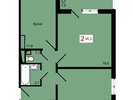 Продается 2-комнатная квартира ЖК КБС. Берег, дом 7 строение 1, 56.2  м&sup2;, 8450000 рублей