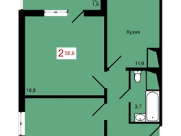 Продается 2-комнатная квартира ЖК КБС. Берег, дом 7 строение 1, 55.8  м&sup2;, 8550000 рублей