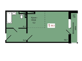 Продается 1-комнатная квартира ЖК КБС. Берег, дом 7 строение 1, 38.3  м&sup2;, 6000000 рублей
