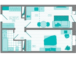 Продается 2-комнатная квартира ЖК КБС. Берег, дом 7 строение 2, 49.3  м&sup2;, 7550000 рублей