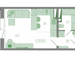 Продается 1-комнатная квартира ЖК Мичурино, дом 4 стр 4, 34  м&sup2;, 5250000 рублей