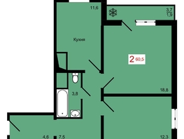 Продается 2-комнатная квартира ЖК Мичурино, дом 4 стр 4, 60.5  м&sup2;, 8150000 рублей