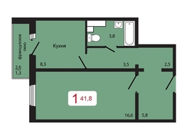 Продается 1-комнатная квартира ЖК КБС. Берег, дом 5 строение 2, 41.8  м&sup2;, 6350000 рублей