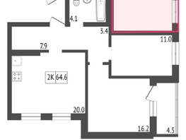 Продается 3-комнатная квартира ЖК Кедр, дом 2, 62.6  м&sup2;, 7750000 рублей