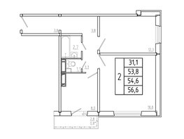 Продается 2-комнатная квартира ЖК Три слона, дом 1, 54.6  м&sup2;, 7652000 рублей