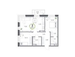 Продается 3-комнатная квартира ЖК Юдинский, дом 1.4, 67.4  м&sup2;, 9584280 рублей