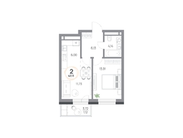 Продается 2-комнатная квартира ЖК Юдинский, дом 1.4, 42.12  м&sup2;, 6056856 рублей