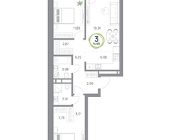 Продается 3-комнатная квартира ЖК Юдинский, дом 1.4, 74.69  м&sup2;, 10366972 рублей