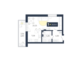 Продается 1-комнатная квартира ЖК Живём, Квартал 6.2, дом 2, 38.93  м&sup2;, 5177690 рублей