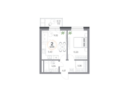 Продается 2-комнатная квартира ЖК Юдинский, дом 1.5, 42.65  м&sup2;, 5975265 рублей