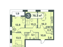 Продается 3-комнатная квартира ЖК Три Клёна, дом 1, 78.3  м&sup2;, 12919500 рублей